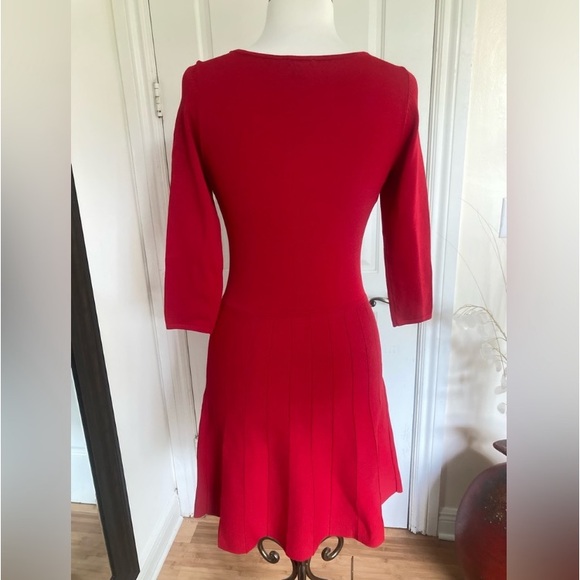 Ann Taylor Stretch Knit Sweater Fit & Flare Red Dress - Picture 10 of 14
